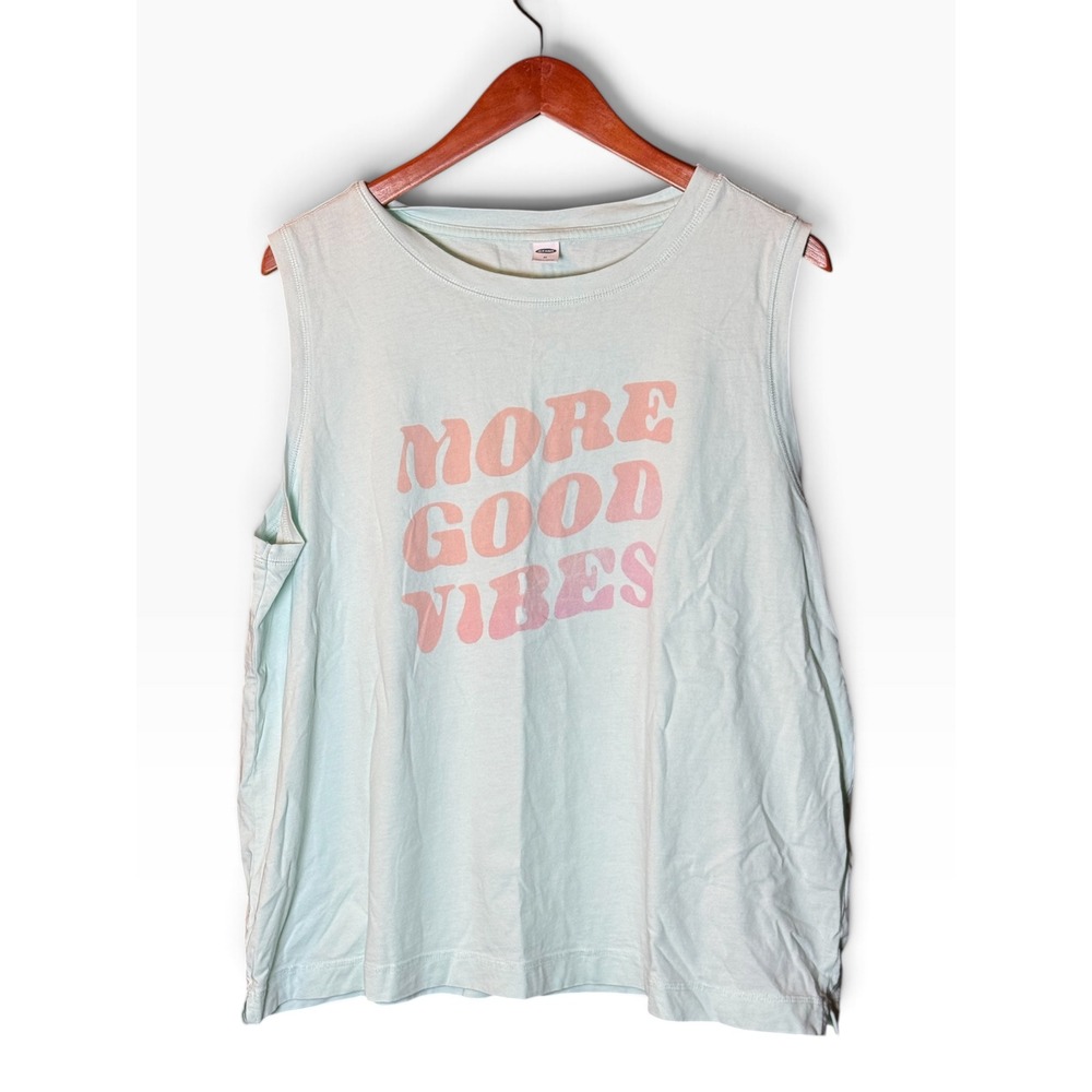 Old Navy More Good Vibes Graphic Tank Top Womens XL Blue Cotton Sleeveless